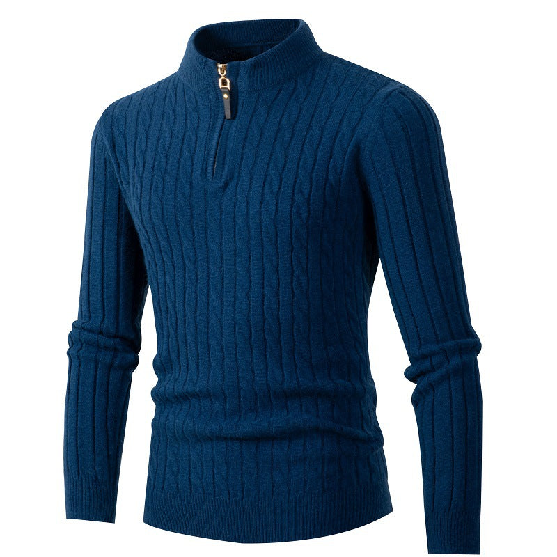 Herren Strickpullover mit modernem Reißverschluss und Zopfmuster ModeGeist