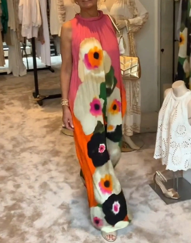 Maxikleid für Damen, blumig, fließend geschnitten, modisch