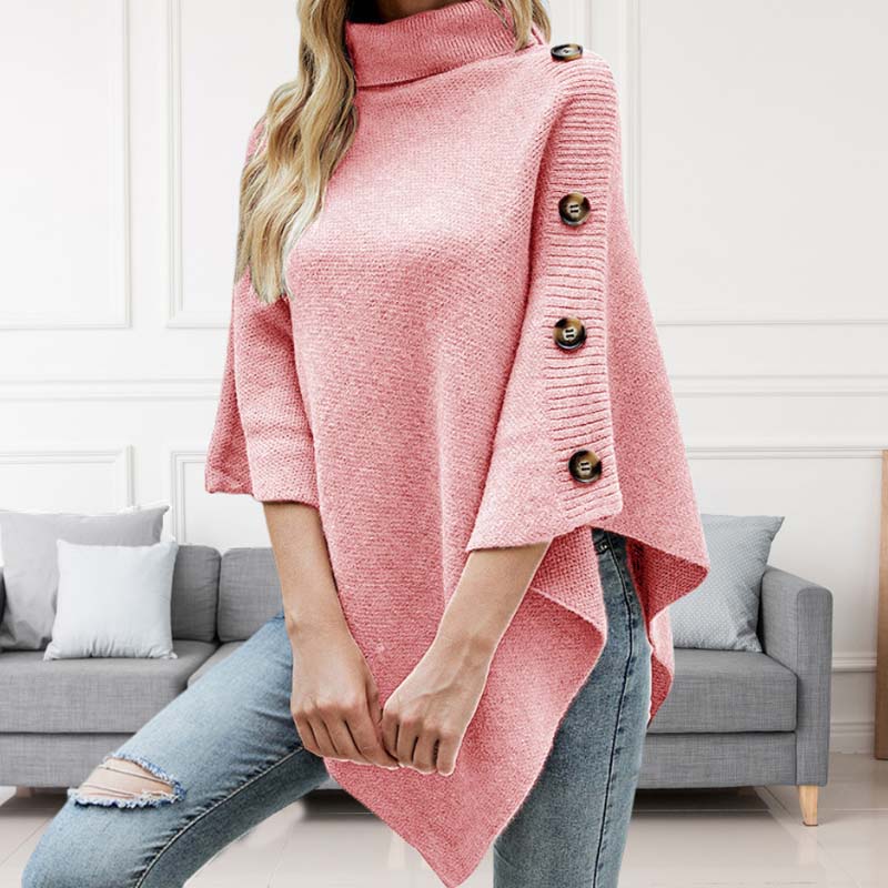 ModeGeist | Poncho mit Knopfdetails Akryl Elegant und Warm