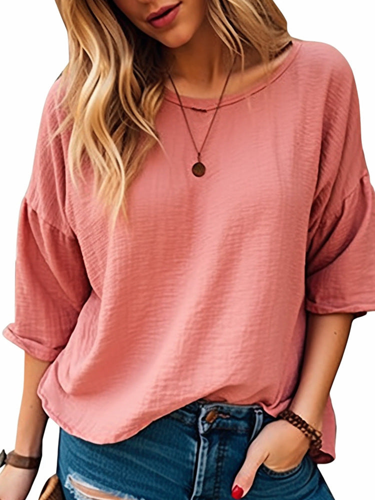 Damen lässiges Oversize-Shirt mit weitem Rundhalsausschnitt ModeGeist