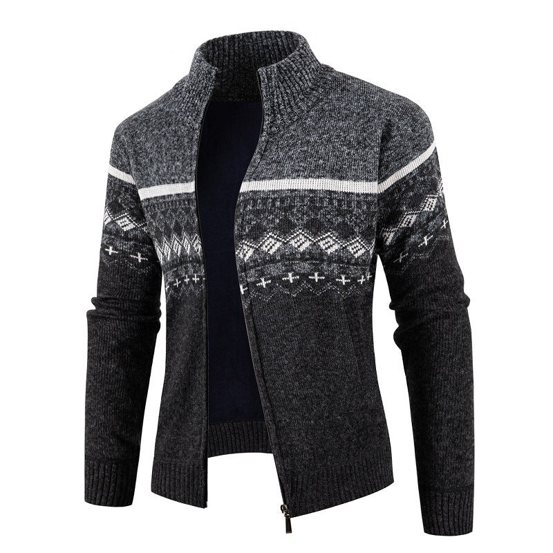 Herren modische Strickjacke mit hohem Kragen ModeGeist