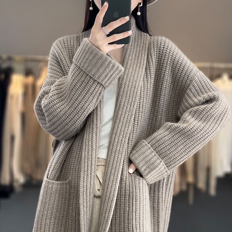 ModeGeist | Strickjacke mit Offener Vorderseite für Damen - Übergröße