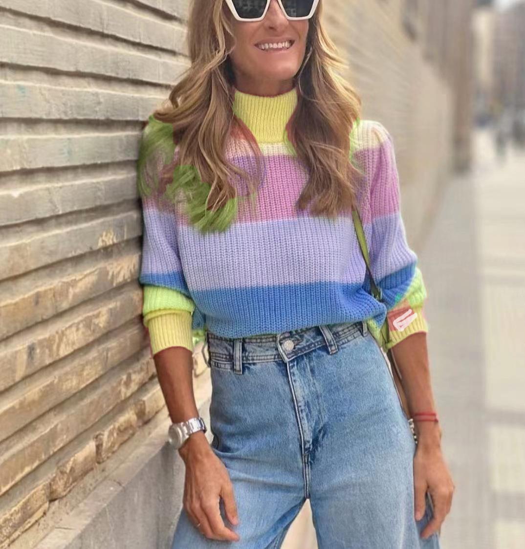 Damen modischer Strickpullover mit Farbverlauf ModeGeist