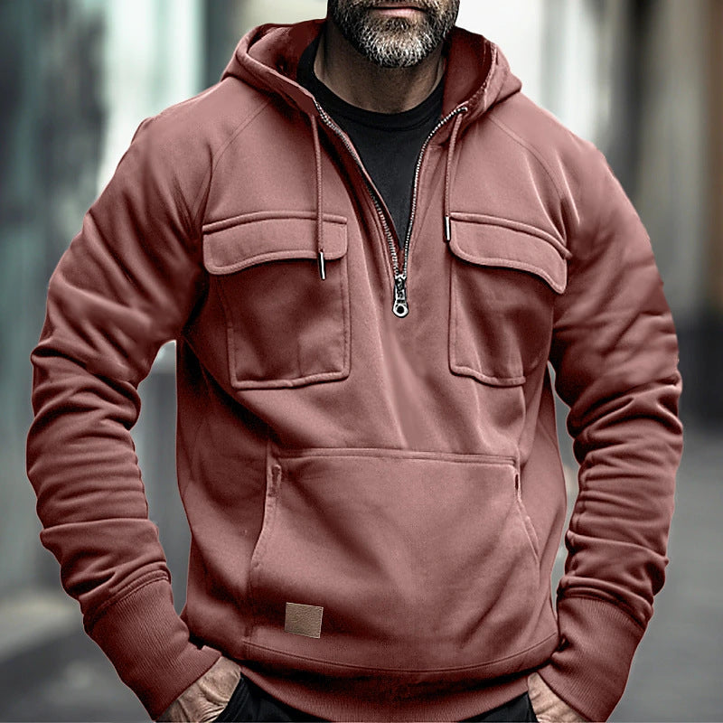 Herren modische Kapuzenpullover mit praktischen Brusttaschen ModeGeist