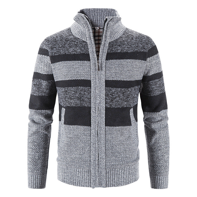 Herren modische Strickjacke mit Stehkragen und Reißverschluss ModeGeist
