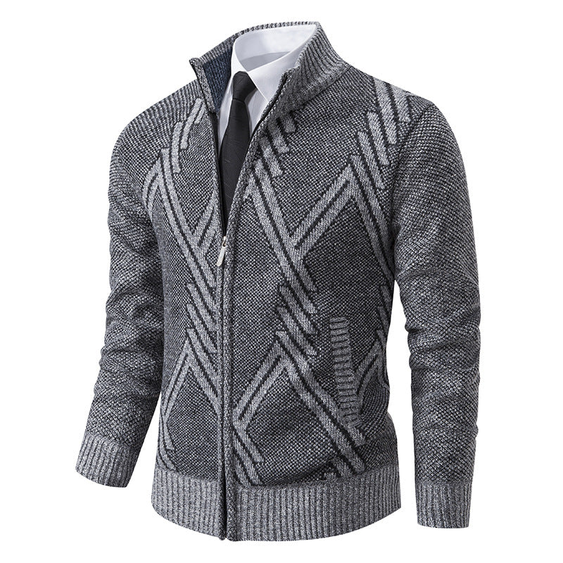 Herren Strickjacke mit modernen geometrischen Mustern ModeGeist