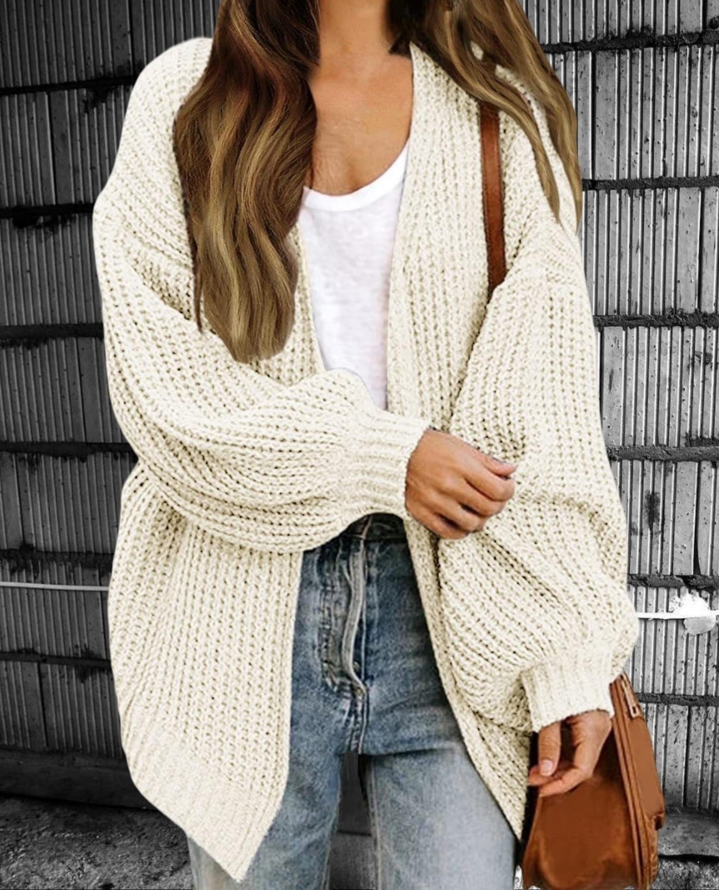 Damen Grobstrickjacke mit oversized Schnitt und lässigem Design ModeGeist