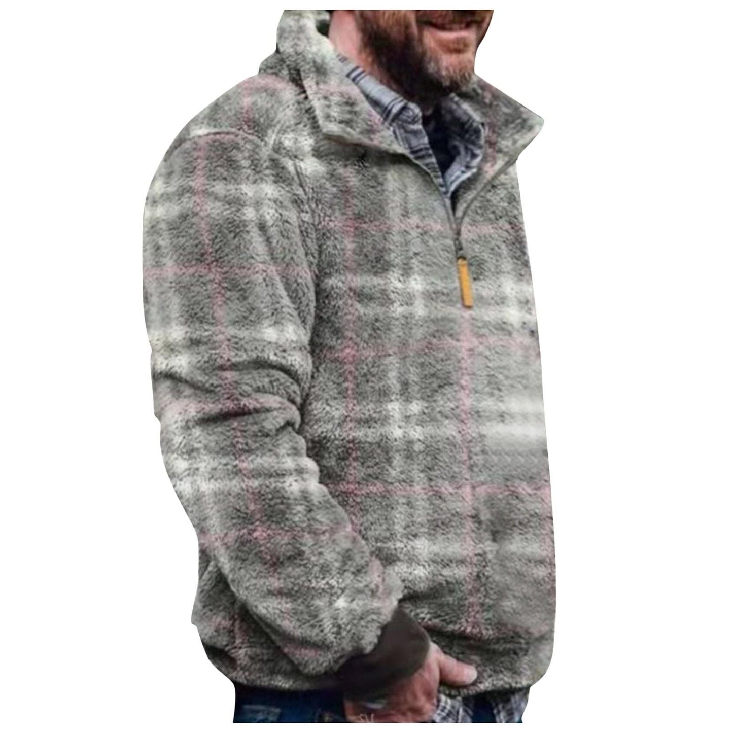 Herren Pulloverjacke mit farbenfrohem, geometrischem Design und praktischer Brusttasche ModeGeist