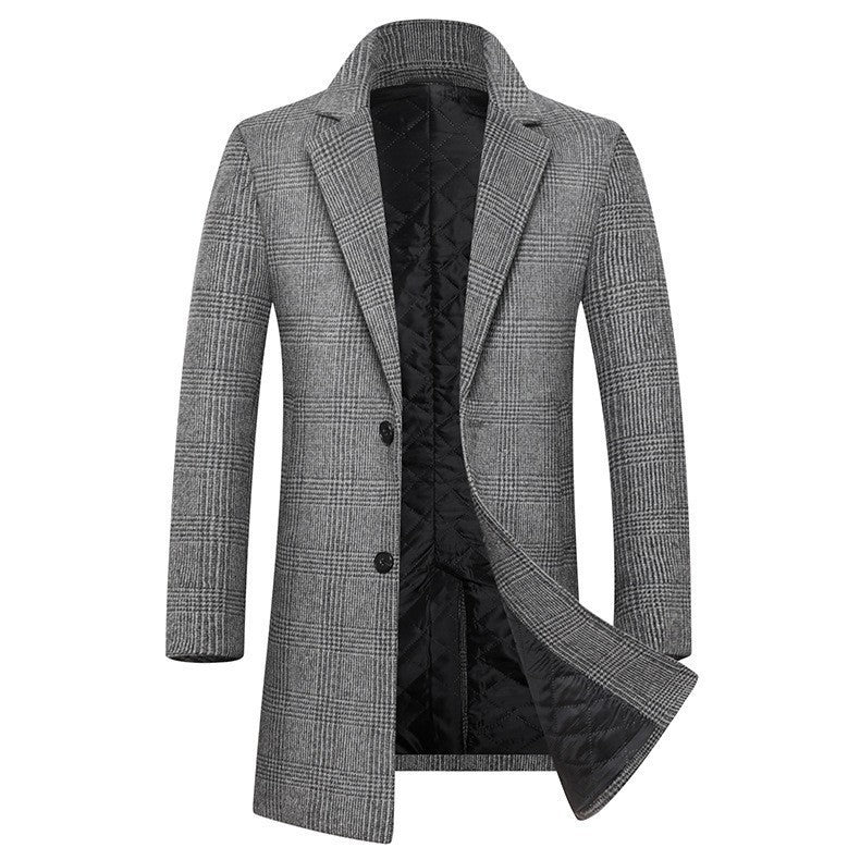 Herren eleganter klassischer Karomantel mit doppelter Knopfreihe ModeGeist