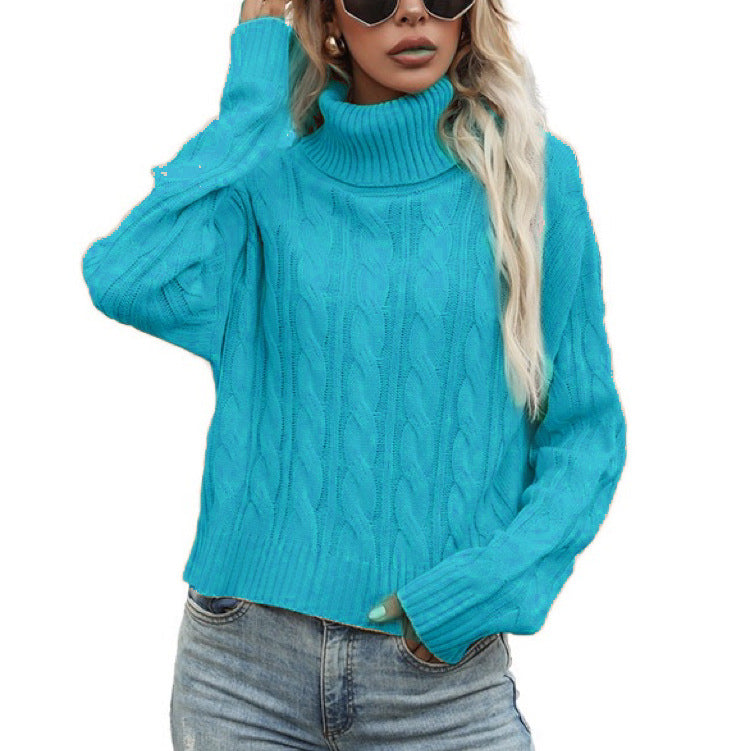 Damen Rollkragenpullover mit strukturiertem Zopfmuster und lässigem Schnitt ModeGeist