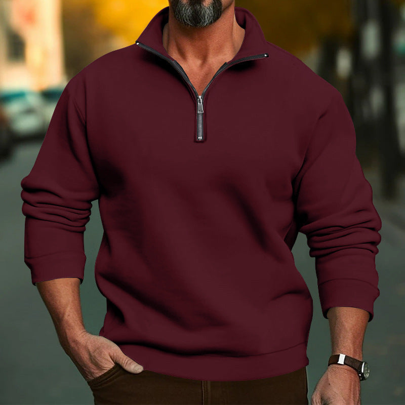 Herren Sweatshirt mit halblangem Reißverschluss und weichem Innenfutter ModeGeist
