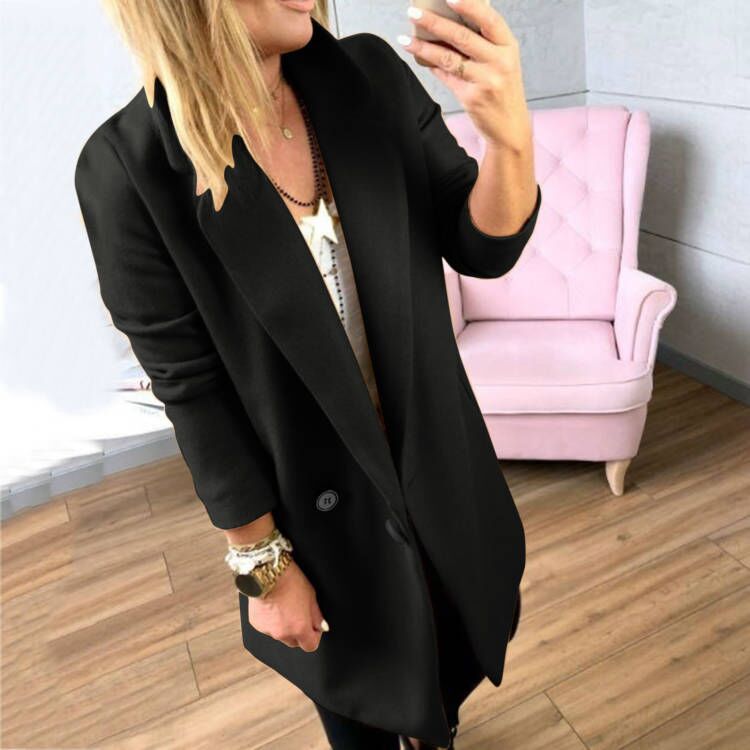 Damen Überlanger, taillierter Mantel mit elegantem Revers und praktischen Taschen ModeGeist