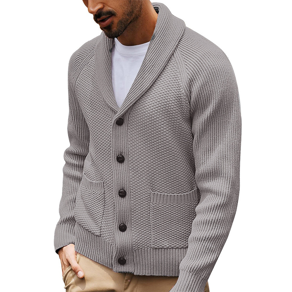 Herren Strickjacke mit strukturiertem Design und praktischem Schalkragen ModeGeist