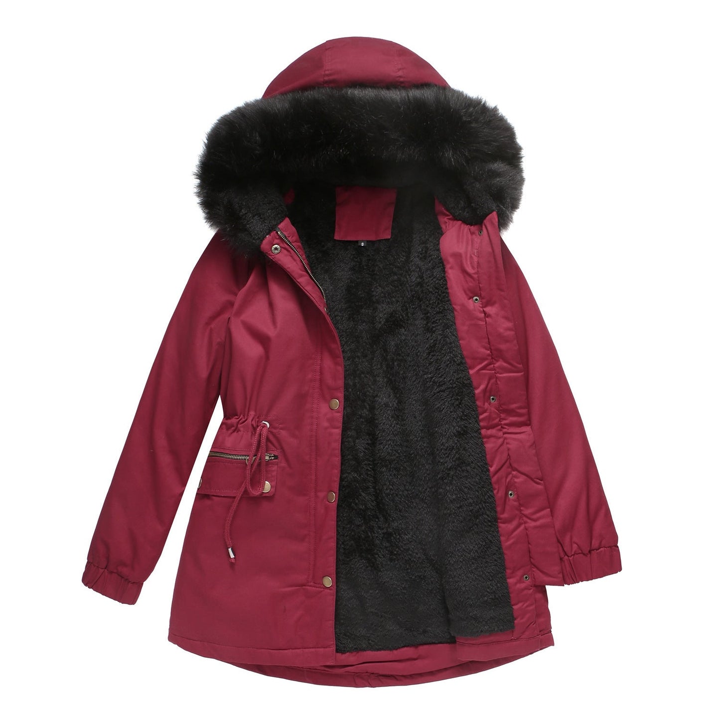 Damen warme Steppjacke mit abnehmbarem Kunstfellkragen ModeGeist