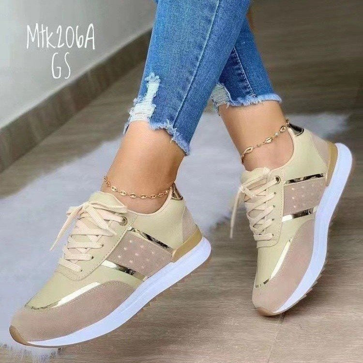 Sporty and elegant women's fitness sneakers with trendy metallic accents by MODEGEIST