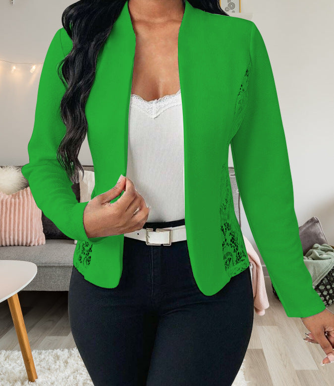 Damen elegante Blazerjacke mit Spitzenakzenten ModeGeist
