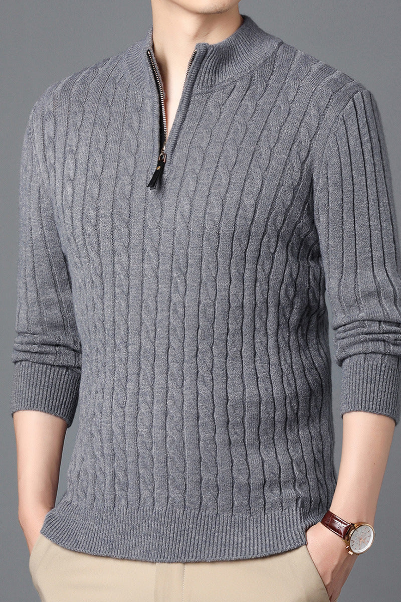 Herren Hochwertiger Strickpullover mit modernem Zipper und Detailstruktur ModeGeist