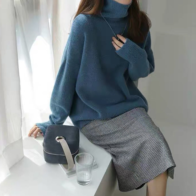 Damen bequemer Rollkragenpullover aus hochwertigem Wollmix ModeGeist