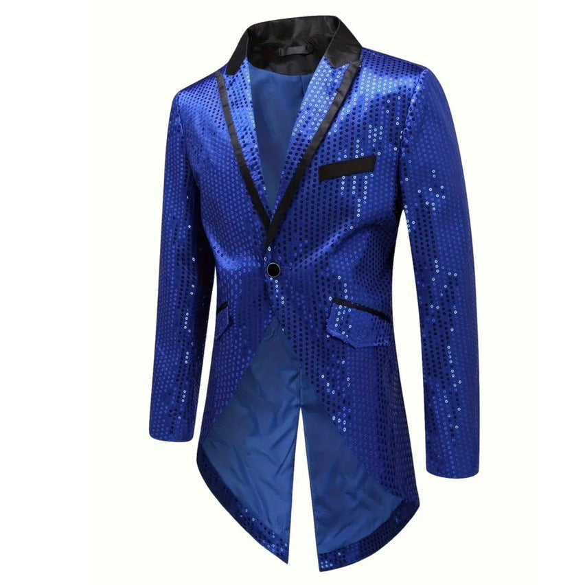 Herren eleganter Pailletten-Blazer mit asymmetrischem Schnitt und luxuriösem Design ModeGeist