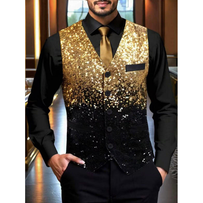 Herren Glitzernde Festtagsweste mit schimmerndem Paillettenmuster ModeGeist