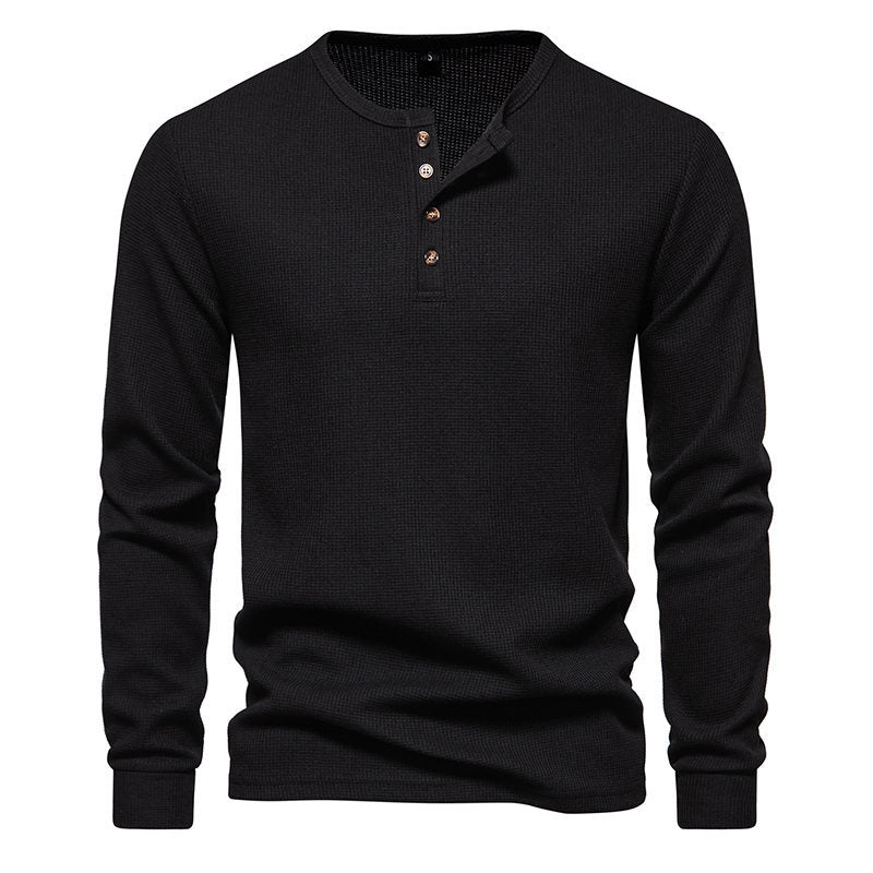 Herren Langarmshirt mit Knopfleiste und strukturiertem Design ModeGeist