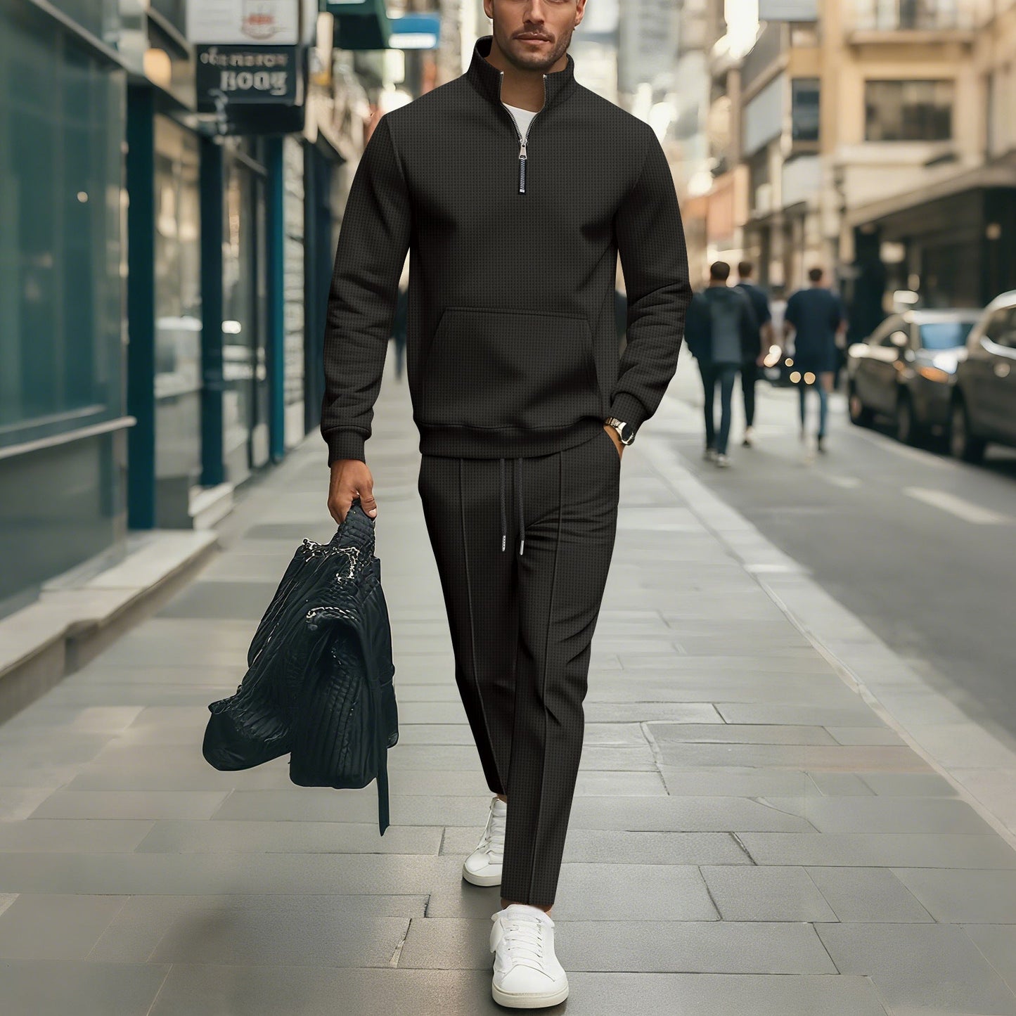 Herren Freizeit Sweater-Set mit modernem Reißverschluss und elastischem Bund ModeGeist