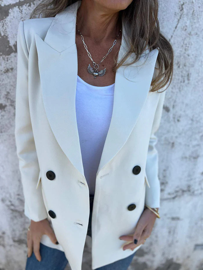 Damen Eleganter Double-Breasted Blazer mit zeitlosem Schnitt und leichten Schulterpolstern ModeGeist