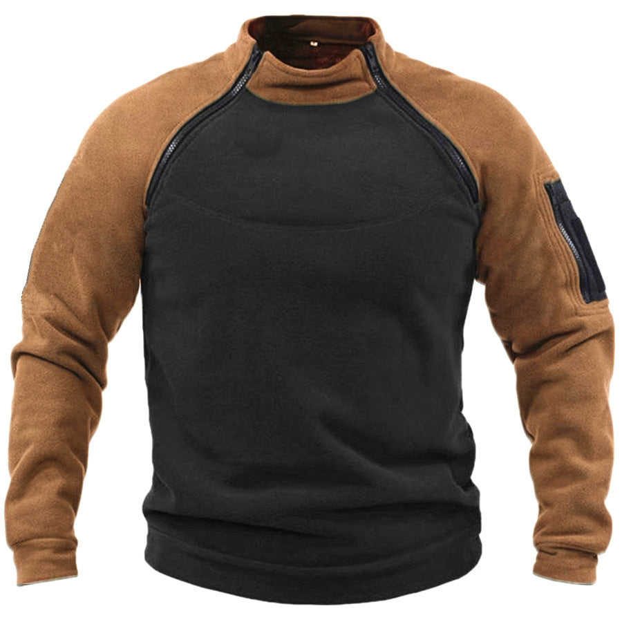 Herren Fleece-Pullover mit hohem Kragen und funktionalen Taschen ModeGeist