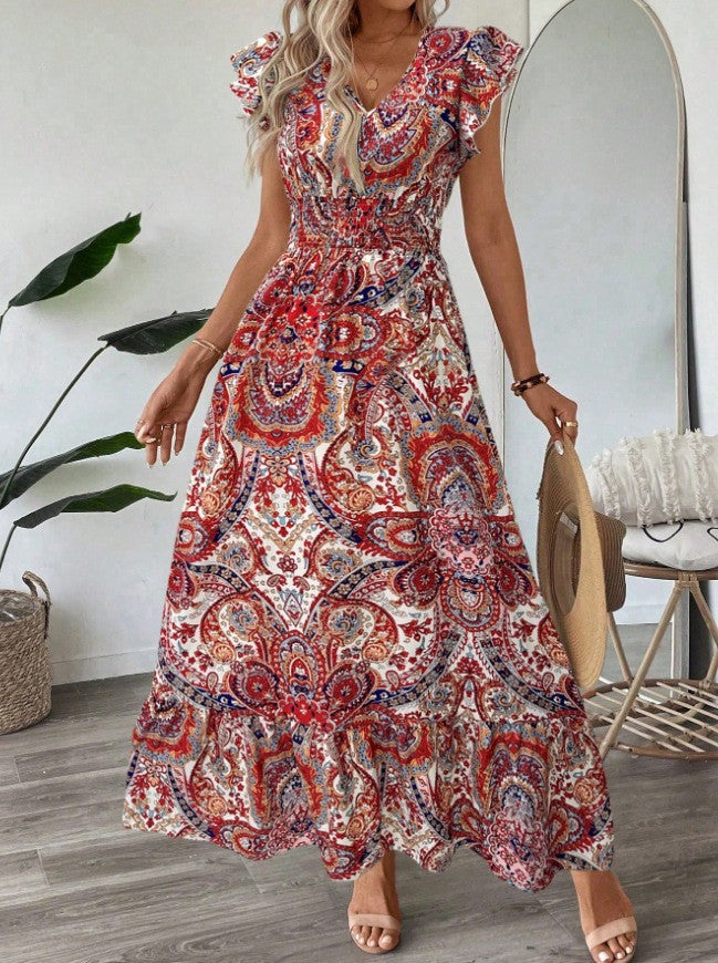 Maxikleid für Damen mit Stufenrock und Blumenmuster von MODEGEIST