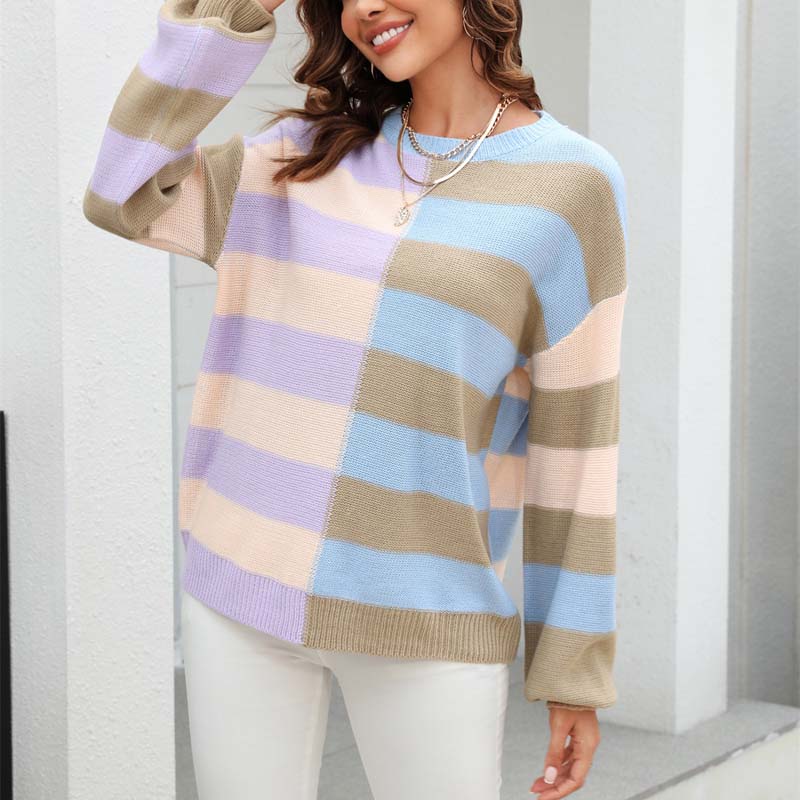 ModeGeist | Strickbluse mit Pastellfarben Polyester Lässig und Farbenfroh