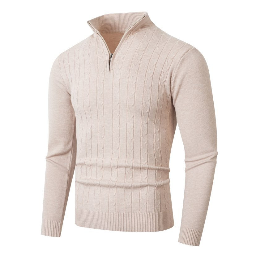 Herren Strickpullover mit modernem Zopfmuster und hohem Kragen ModeGeist