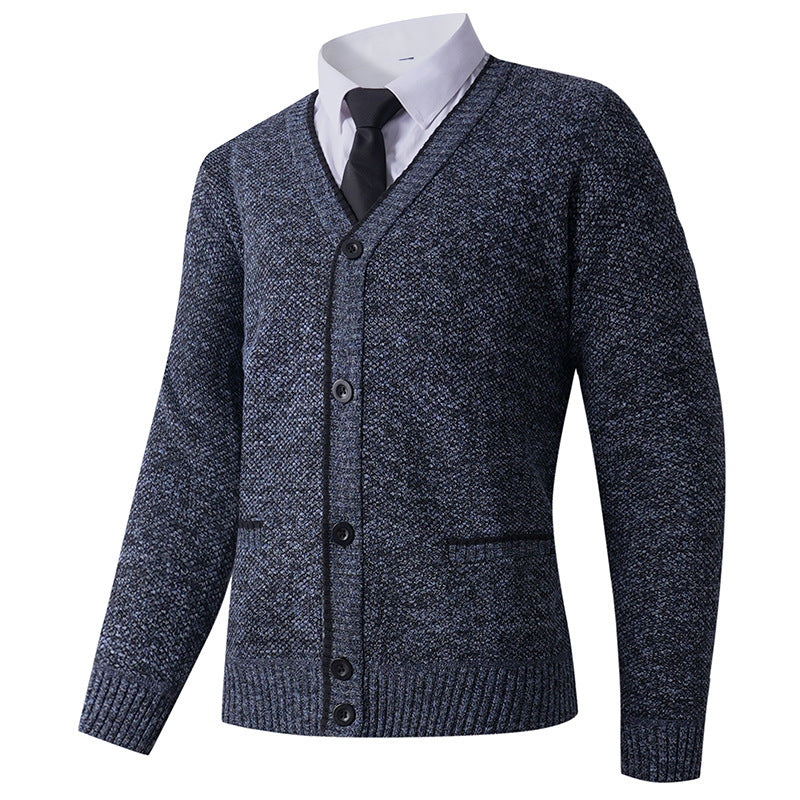 Herren Strickjacke mit V-Ausschnitt und klassischem Design ModeGeist