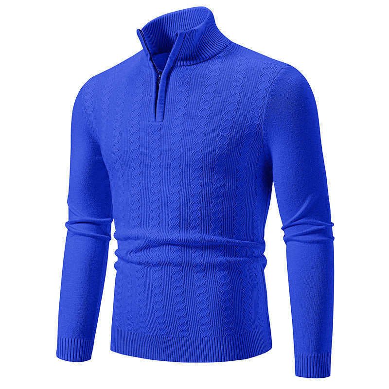 Herren Pullover mit Stehkragen und Zipper ModeGeist