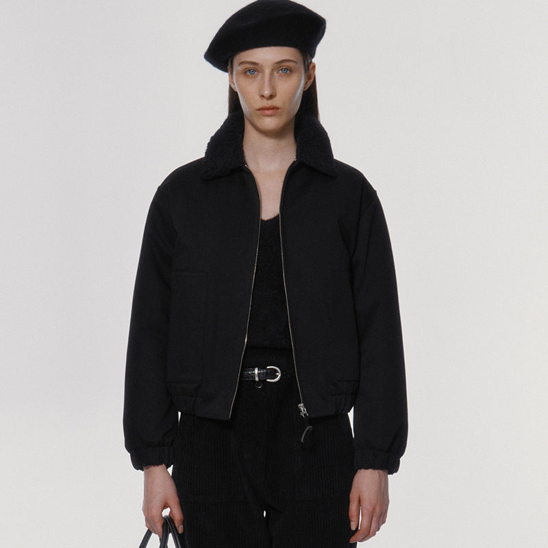 Moderne Damen Freizeitjacke mit weichem, gefüttertem Kragen und elastischen Bündchen von MODEGEIST