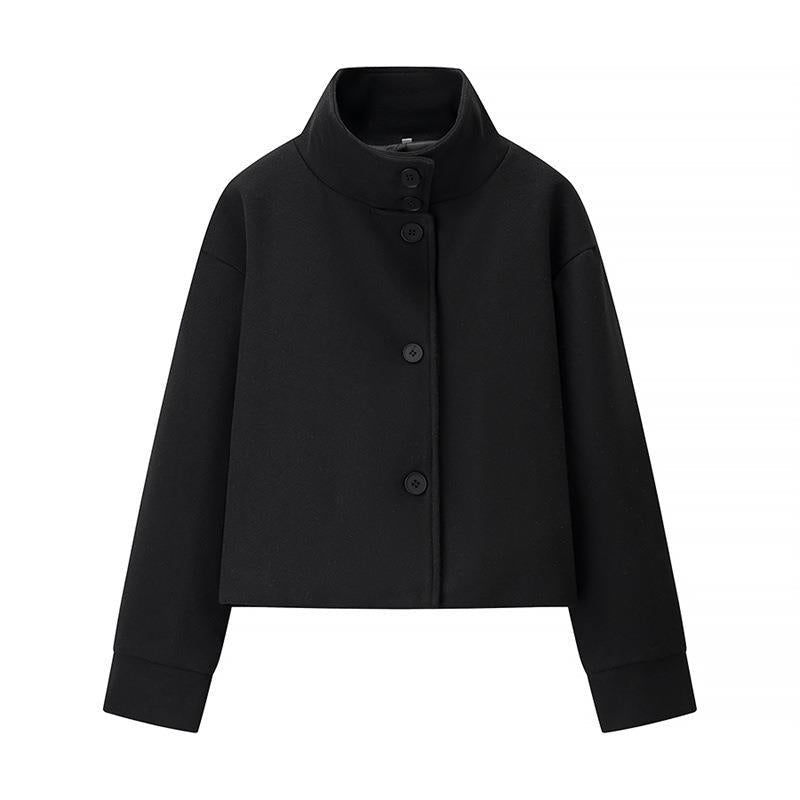Damen modische Cropped-Jacke mit hohem Kragen und praktischen Knöpfen ModeGeist