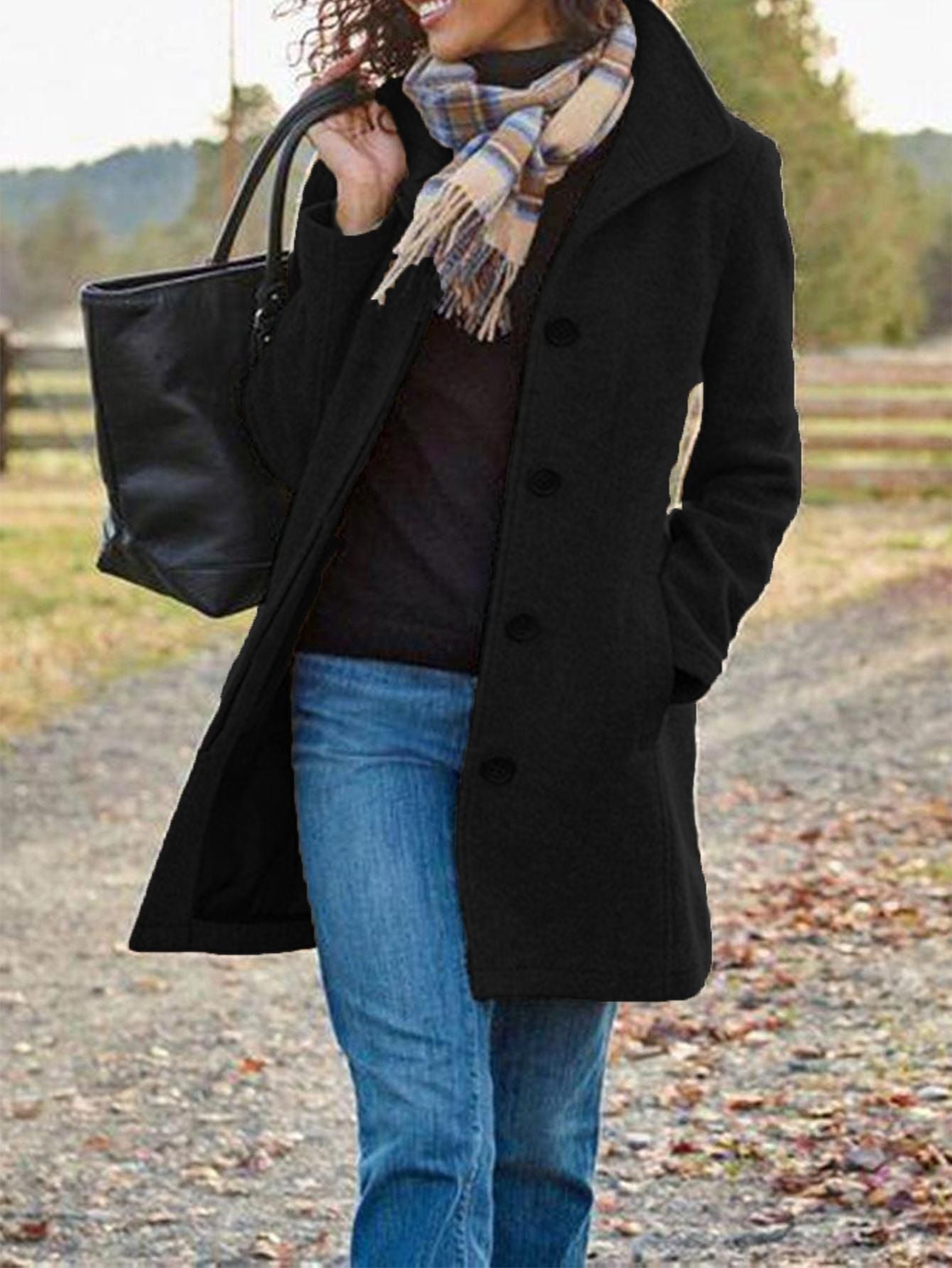 Damen eleganter Wollmantel mit klassischem Revers ModeGeist