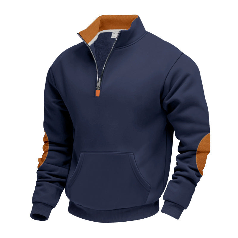 Herren Hochwertiger Stehkragenpullover aus atmungsaktivem Material mit Reißverschluss und Kontrastakzenten ModeGeist