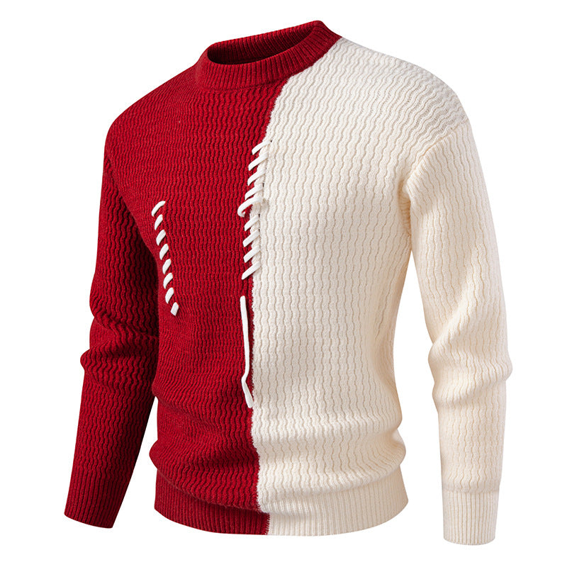 Herren Grobstrickpullover mit asymmetrischem Muster und dekorativem Detail ModeGeist