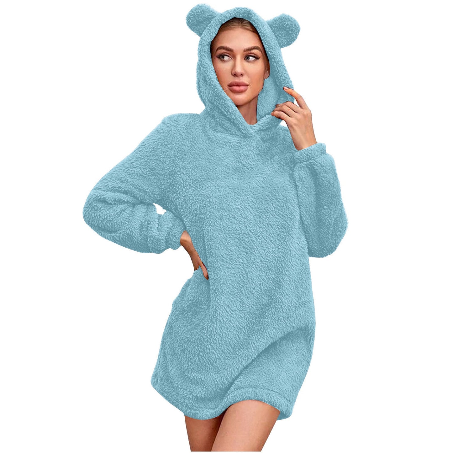 Damen Kuscheliger Hoodie mit Bärenohren ModeGeist