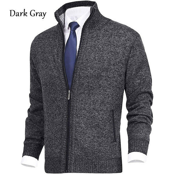 Herren modische Strickjacke mit hohem Kragen und eleganten Kontrastdetails ModeGeist