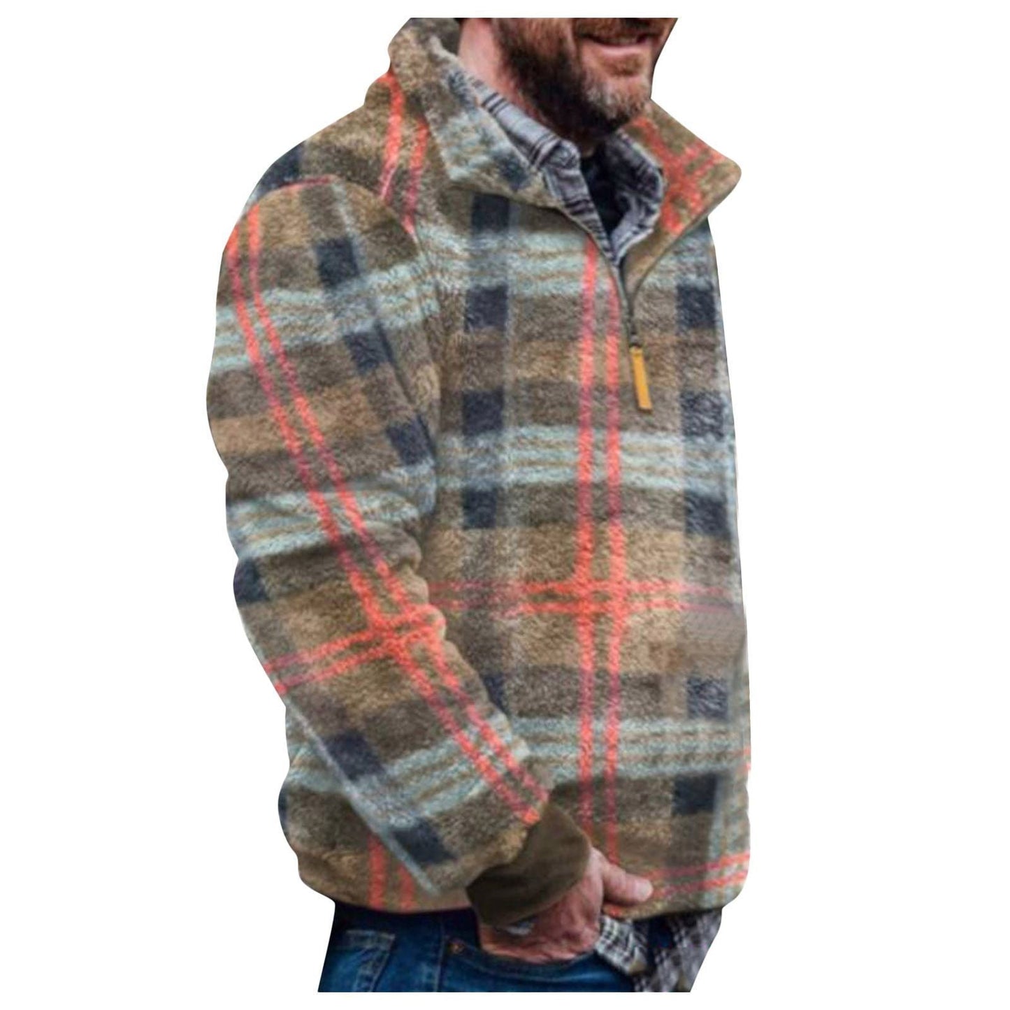 Herren Pulloverjacke mit farbenfrohem, geometrischem Design und praktischer Brusttasche ModeGeist