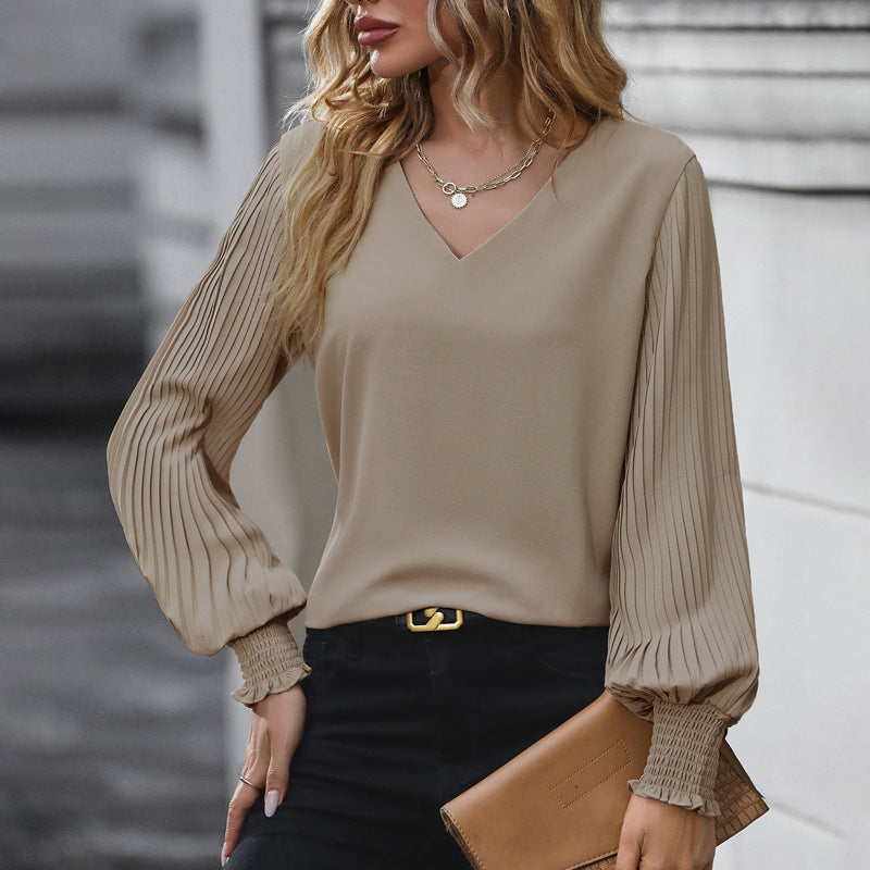 Damen Elegantes Blusenshirt mit Plisseé-Ärmeln ModeGeist