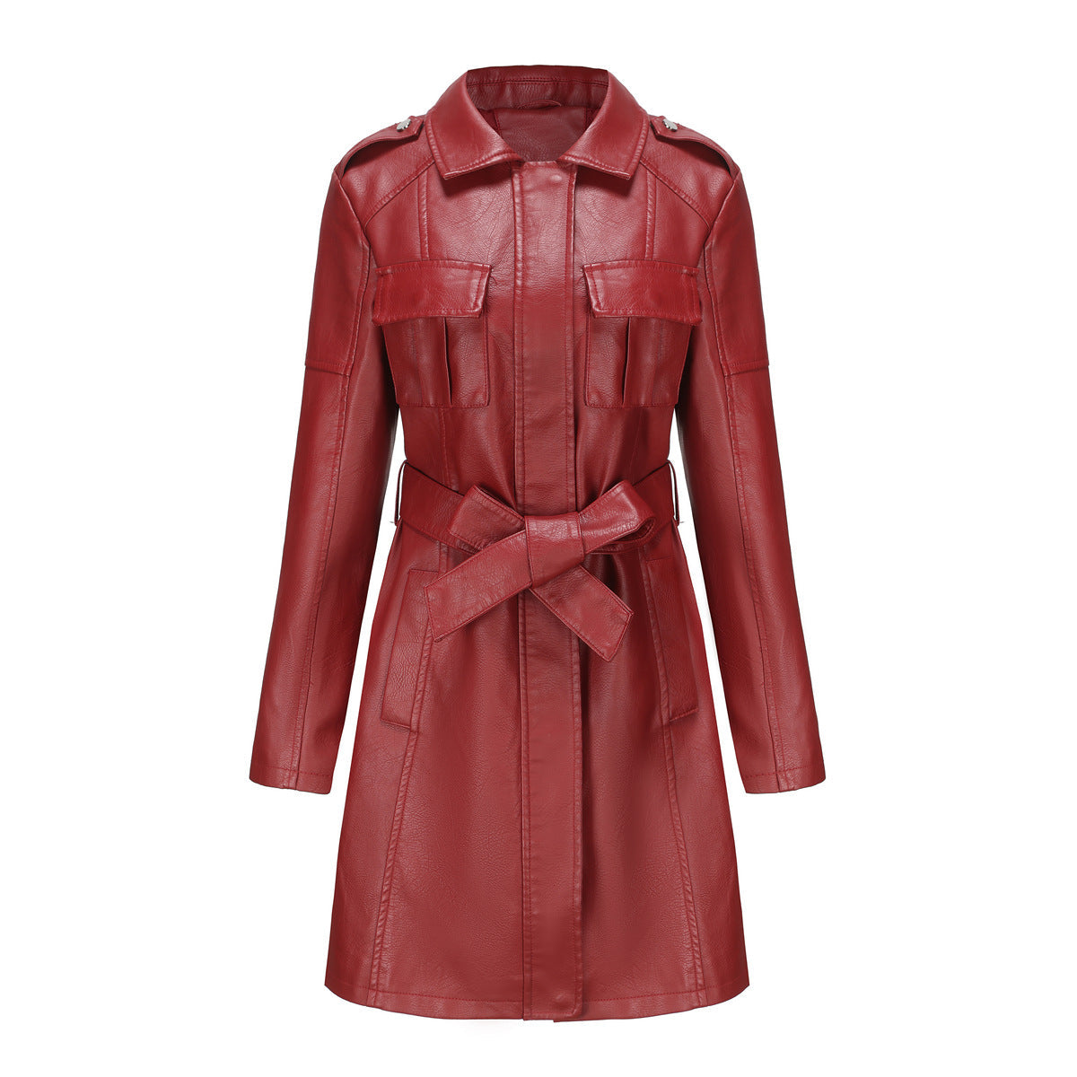 Damen modischer Trenchcoat aus hochwertigem Kunstleder ModeGeist