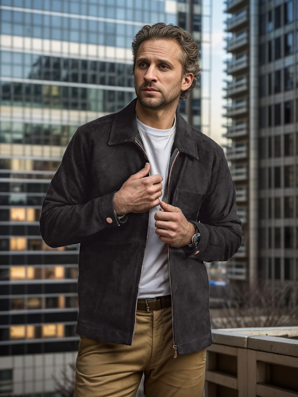 Herren modische und hochwertige Wildlederjacke ModeGeist