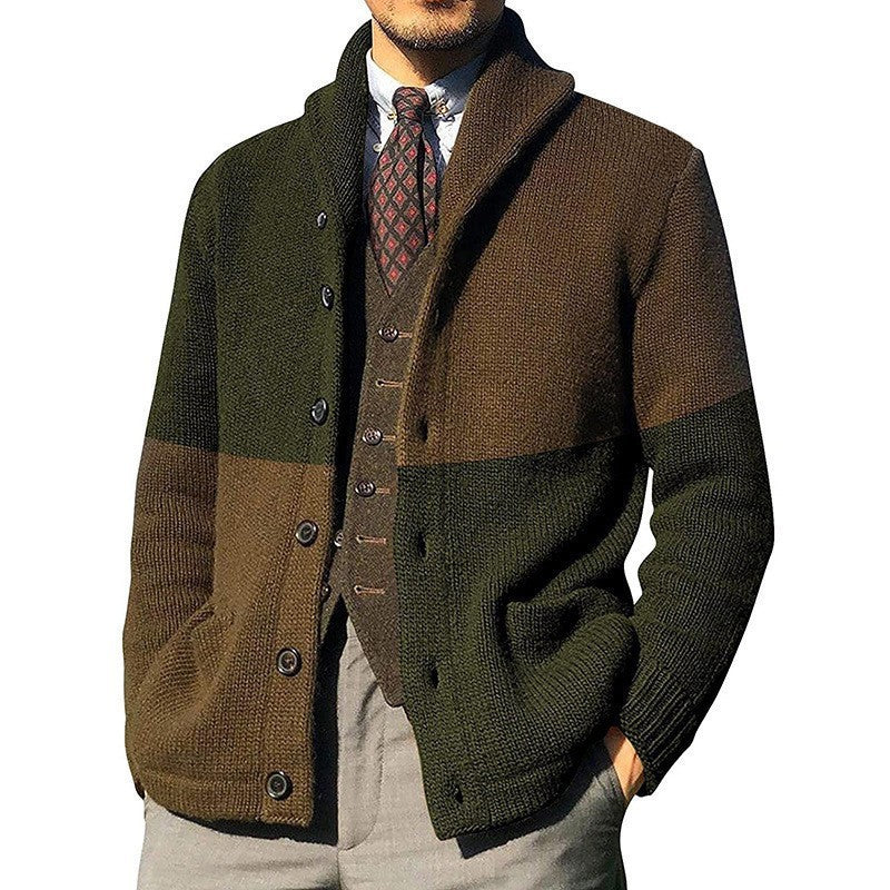 Herren modische Strickjacke mit anspruchsvoller Farbblockierung ModeGeist