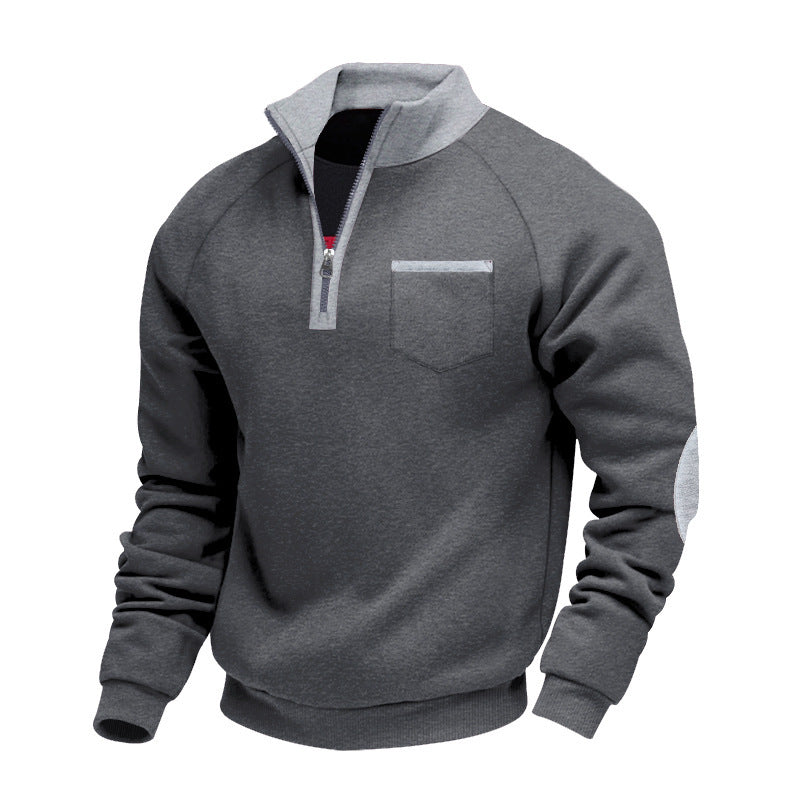 Herren Sweatshirt mit Stehkragen und praktischen Taschen ModeGeist