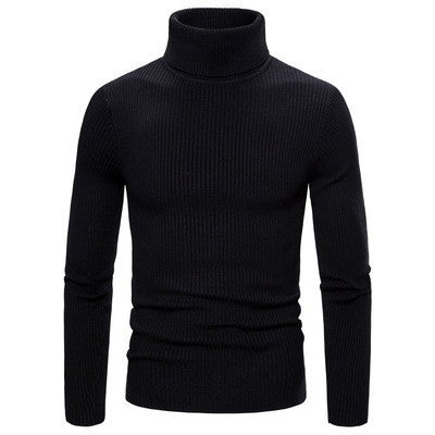 Herren Ripp-Strickpullover mit hohem Kragen und körpernahem Schnitt ModeGeist