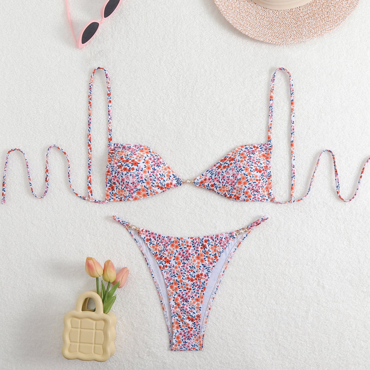 Modischer Dreieck-Bikini mit Blumenmuster für Damen