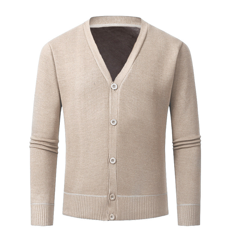 Herren Strickjacke mit V-Ausschnitt und knopflosem Design ModeGeist