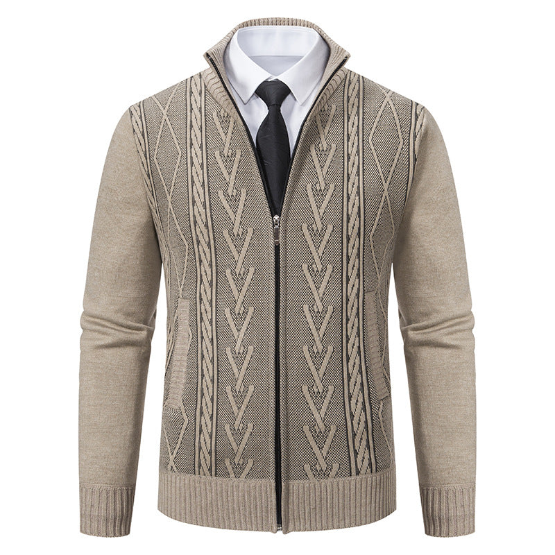 Herren Strickjacke mit modernem Zipper und eleganter Zopfstruktur ModeGeist